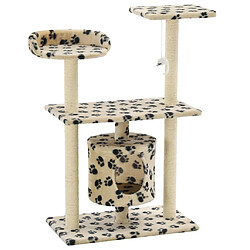 vidaXL Arbre à chat avec griffoir en sisal 95 cm Beige Motif de pattes