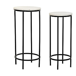 Pegane Set de 2 tables gigognes en marbre et métal coloris blanc / noir