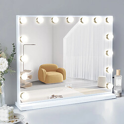 FENCHILIN Miroir de maquillage 58x46CM Port de charge USB Blanc