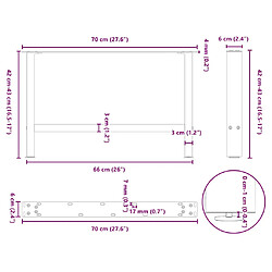 vidaXL Pieds de table basse blanc 2 pcs 70x(42-43) cm acier pas cher