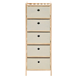 vidaXL Étagère de rangement 5 paniers tissu bois de cèdre beige