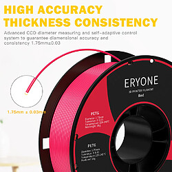 None Filament PETG ERYONE pour imprimante 3D 1,75 mm Tolérance 0,03 mm 1 kg (2,2 lbs)/bobine - Rouge