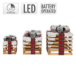 Acheter Ecd Germany 3x Boîtes cadeaux en bois éclairées par LED avec minuterie décoration de Noël