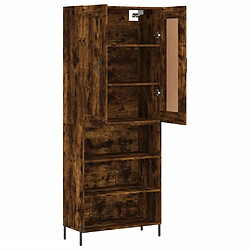 Avis vidaXL Buffet haut Chêne fumé 69,5x34x180 cm Bois d'ingénierie