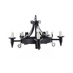 Impex Chandelier sans abats jours Cromwell Noir 5 ampoules 35cm