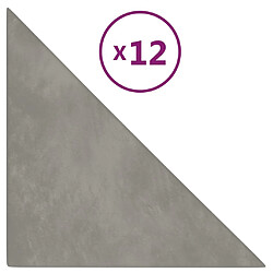 vidaXL Panneaux muraux 12 pcs Gris clair 30x30 cm Velours 0,54 m²