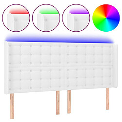 Maison Chic Tête de lit scandinave à LED,meuble de chambre Blanc 147x16x118/128 cm Similicuir -MN87171