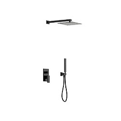 Vente-Unique Ensemble de douche encastrable avec mitigeur mécanique - Noir mat - TOCANTIS