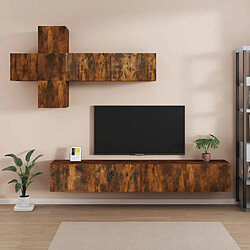 vidaXL Ensemble de meubles TV 7 pcs Chêne fumé Bois d'ingénierie