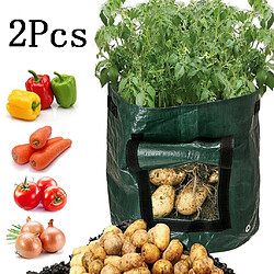 DIY Potato Grow Planter PE Tissu 2Pcs Sac De Conteneur De Plantation Épaissir Pot De Jardin - vert