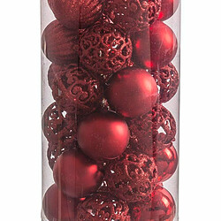 BigBuy Christmas Boules de Noël Rouge Plastique 5 x 5 x 5 cm (30 Unités)