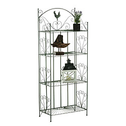 Decoshop26 Etagère de rangement support plantes meuble pour terrasse balon salon en métal vert vieilli 10_0003985