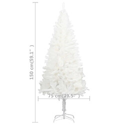 vidaXL Arbre de Noël artificiel aiguilles réalistes blanc 150 cm pas cher