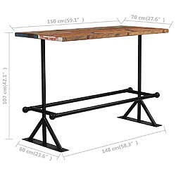 Acheter vidaXL Table de bar Bois récupération massif Multicolore 150x70x107 cm