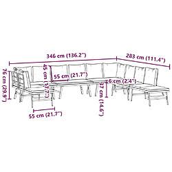 vidaXL Ensemble de bancs de jardin avec coussins 7 pcs noir pas cher