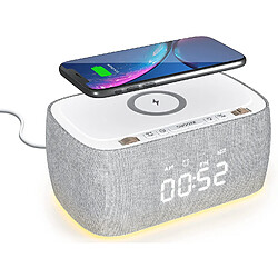 Vendos85 Radio Réveil Digital avec Chargeur sans Fil et Enceinte Bluetooth Portable