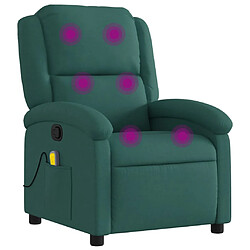 vidaXL Fauteuil de massage inclinable Vert foncé Tissu