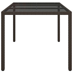 Avis vidaXL Table de jardin 150x90x75 cm Verre trempé/résine tressée Marron