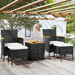 vidaXL Ensemble de bistro de jardin 5pcs Résine tressée et acacia Noir