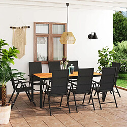 vidaXL Ensemble à manger de jardin 9 pcs noir et marron