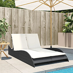 Avis Maison Chic Chaise longue avec coussins, Transats, Bain de Soleil noir 114x205x73 cm résine tressée