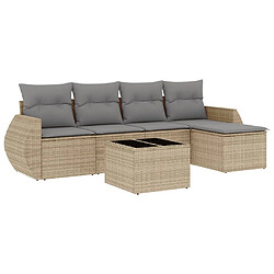 Maison Chic Salon de jardin avec coussins 6 pcs, Ensemble Tables et chaises de jardin, beige résine tressée -GKD432055