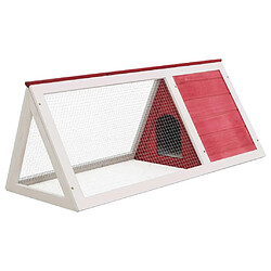 Helloshop26 Clapier lapin petits animaux 98 x 50 x 41 cm bois rouge et blanc 02_0000615