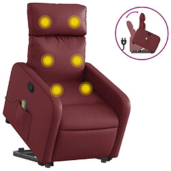 vidaXL Fauteuil inclinable de massage Rouge bordeaux Similicuir