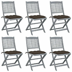 Maison Chic Lot de 6 Chaises pliables d'extérieur avec coussins | chaises de jardin | Fauteuil Relax Bois d'acacia -GKD60886