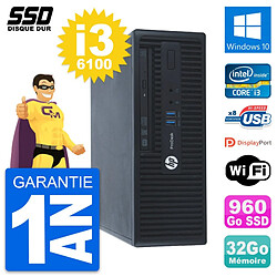 PC HP ProDesk 400 G3 SFF Intel Core i3-6100 RAM 32Go SSD 960Go Windows 10 Wifi - Occasion