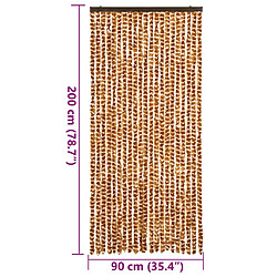 vidaXL Rideau anti-mouches ocre et blanc 90x200 cm chenille pas cher