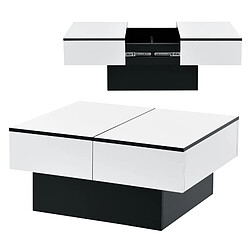 Helloshop26 Table basse de salon rangement panneau de particules 80 cm noir blanc 03_0006150