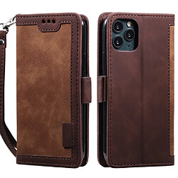 Etui en PU épissage rétro marron pour votre Apple iPhone 11 Pro 5.8 pouces