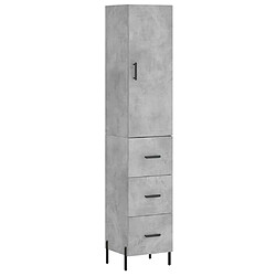 vidaXL Buffet haut Gris béton 34,5x34x180 cm Bois d'ingénierie