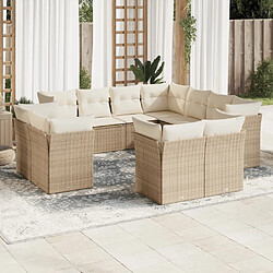 Maison Chic Salon de jardin 11 pcs avec coussins | Ensemble de Table et chaises | Mobilier d'Extérieur beige résine tressée -GKD59427