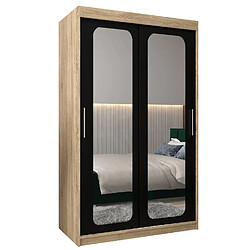 Abiks Meble Armoire PROMO T3 À Portes Coulissantes 200/120/62 2 Portes (Sonoma/Noir)