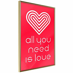 Paris Prix Affiche Murale Encadrée Love Everywhere 20 x 30 cm Or