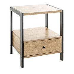 Avis Pegane Console avec 1 tiroir en bois coloris chêne clair et métal coloris noir - longueur 48 x profondeur 43 x hauteur 60 cm