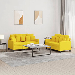 Maison Chic Ensemble de canapés 2 pcs avec coussins, Canapé droit Sofa pour Salon Jaune clair Tissu -GKD570596