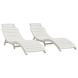 Avis Maison Chic Lot de 2 Chaises longues | Transat Bain de soleil blanc 184x55x64 cm bois massif d'acacia -GKD88158