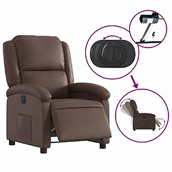 Maison Chic Fauteuil Relax pour salon, Fauteuil inclinable électrique Marron Similicuir -GKD92778 pas cher