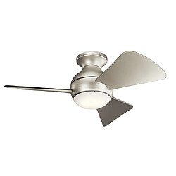 Elstead Lighting Ventilateur de plafond à 3 pales de 86 cm avec télécommande à lumière LED nickel brossé