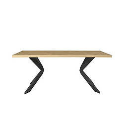 Avis Table a manger fixe - Decor chene et metal noir - ELLIOR - L 180 x P 90 x H 76 cm