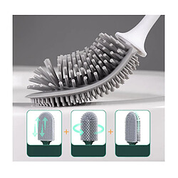 Avis Universal Brosse de toilette en silicone sans angle mort Brosse de nettoyage de toilette (gris)