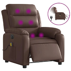 vidaXL Fauteuil de massage inclinable électrique marron similicuir