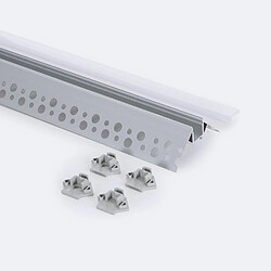 Ledkia Profilé Aluminium Intégration Plâtre/Placo pour Angle Extérieur Ruban LED jusqu'à 9 mm 2 m