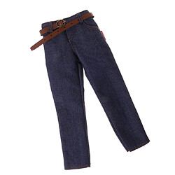 2 Pièces 1/6 Echelle Pantalon Jeans avec Ceinture Homme Vêtements pour Figurine Poupée 12 Pouces