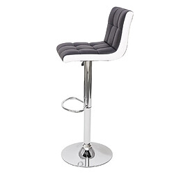 Mendler 2x Tabouret de bar HWC-G87, chaise bar/comptoir, réglable en hauteur ~ similicuir noir-blanc, pied chromé