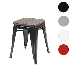 Mendler Tabouret HWC-A73, avec siège en bois, métal, style industriel, empilable ~ noir