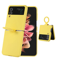 Coque en silicone anti-rayures avec anneau pour votre Samsung Galaxy Z Flip4 5G - jaune